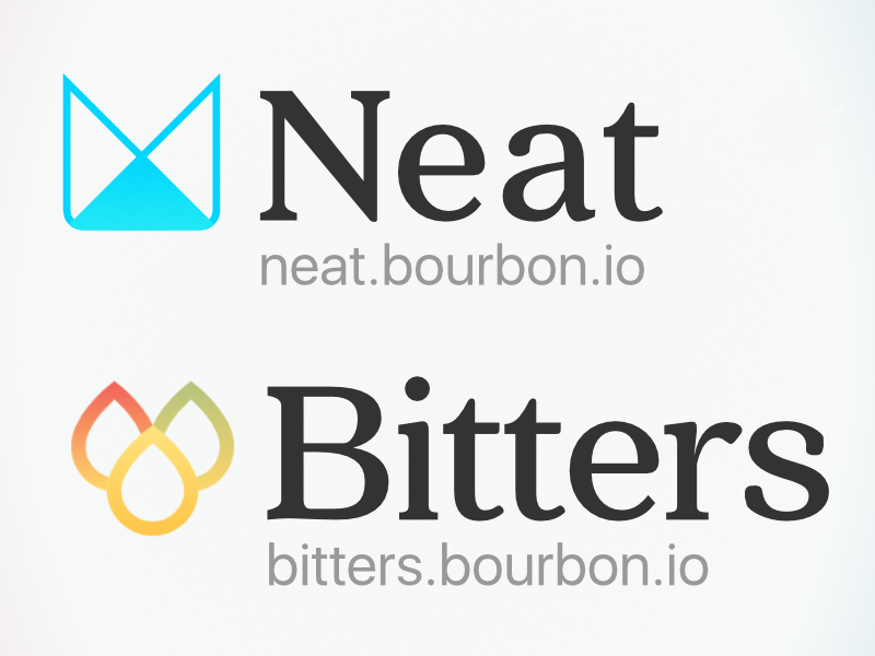 The updated logos for Neat and Bitters